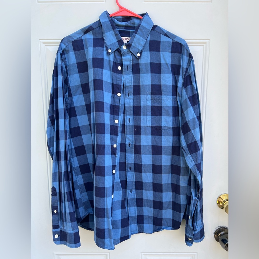 Merona Navy and Light Blue Checkered Men's Shirt